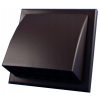 Wylot ścienny 154x154 mm z zaworem zwrotnym, okapem i kołnierzem fi 100 mm, brązowy VENTIKA