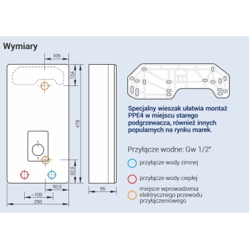 Elektryczny przepływowy podgrzewacz wody  PPE4.B-27 KOSPEL