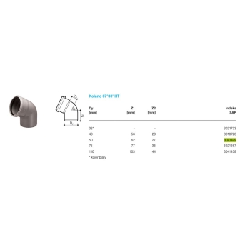 Kolano kanalizacyjne PVC 50/67 SZARE WAVIN
