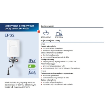 Elektryczny przepływowy podgrzewacz wody EPS2-3,5kW TWISTER umywalkowy KOSPEL