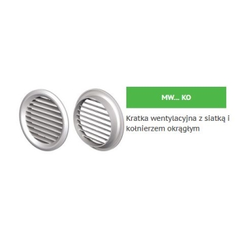 Kratka wentylacyjna okrągła z siatką i kołnierzem fi 150 mm, biała VENTIKA