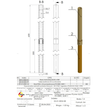 Połączenie rurowe PE/stal 32 x 1