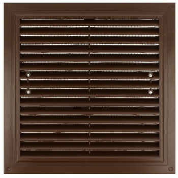 Kratka wentylacyjna 150x150 mm z siatką i uchwytami mocującymi, brązowa VENTIKA