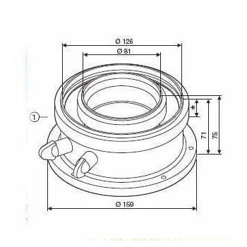 Adapter koncentryczny kotła (2714),powietrzno-spalinowy O80/125 z króćcamipomiarowymi, PP(odpowiednik* AZB931 - 7716780184) BUDERUS