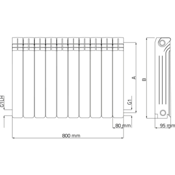 Grzejnik aluminiowy WULKAN H-500 DIAMOND ( cena za 1 element grzejnika ) ( pakowanie po 10 elementów )