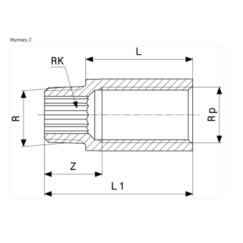 Przedłużka mosiężna 1/2x15mm ( DN15 ) VIEGA