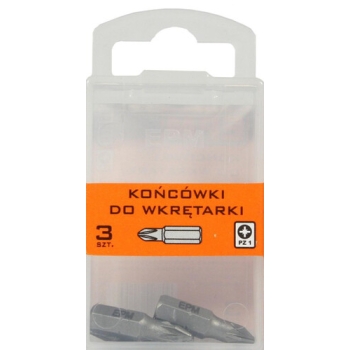 Końcówki do wkrętarki 25mm 3szt. PZ1 EPM