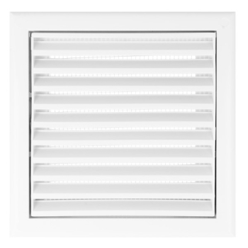 Kratka wentylacyjna regulowana 188x188 mm z siatką i kołnierzem fi 150 mm, biała VENTIKA