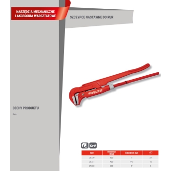 Szczypce nastawne do rur 2'' 550mm CRV 90st PROLINE