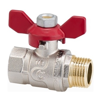 Zawór kulowy wodny PROSTY GW/GZ 3/4" ( DN20 ) MOTYLEK, z dławicą, uszczelnienie dynamiczne, uchwyt motylkowy, nikiel SERIA S30 ARKA