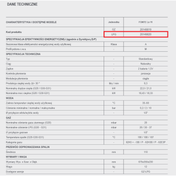 Podgrzewacz gazowy FONTE LX 11l/min 7,5-19kW BERETTA LPG