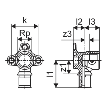 Uponor S-Press PLUS kolano naścienne 16-Rp1/2