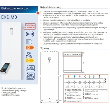 Kocioł elektrycznym c.o. EKD.M3 12,16,20,24kW ze sterowaniem pogodowym KOSPEL
