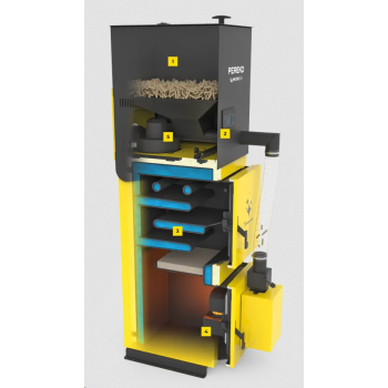 Kocioł, piec na pellet, pelet, peletowy QMPELL EVO 8 kW sterownik Ecomaxx 920P1 TOUCH PLUM PEREKO