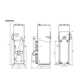 Kocioł, piec na pellet, pelet, peletowy QMPELL EVO 8 kW sterownik Ecomaxx 920P1 TOUCH PLUM PEREKO
