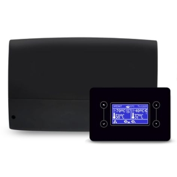 Kocioł, piec na pellet, pelet, peletowy QMPELL EVO 8 kW sterownik Ecomaxx 920P1 TOUCH PLUM PEREKO