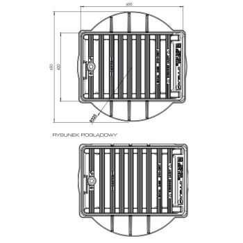 Wpust ściekowy żeliwny D400 H-115 3/4 kołnierz FANSULD OMNIA 600X400QUICK BLOCK, ZAWIAS