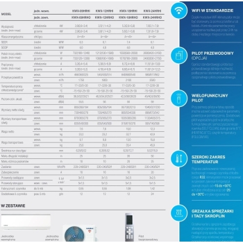 Zestaw FLY klimatyzacja jednostka wewnętrzna KWX-09HRHI + jednostka zewnętrzna KWX-09HRHO, chłodzenie 2.6kW, grzanie 2.9kW