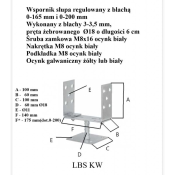Podstawa słupa regulowana na kwadrat ocynkowana