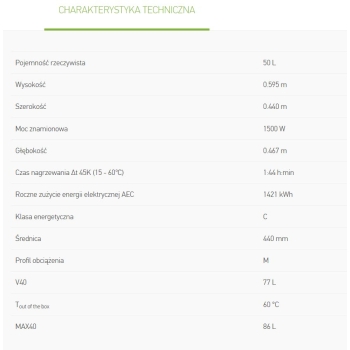 Elektryczny podgrzewacz wody STANDARD PLUS 50L