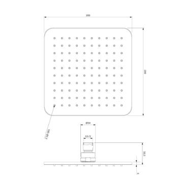SLIMLINE deszczownica, 20 x 20 cm CZARNY MAT OMNIRES