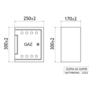 Szafka gazowa G323 POPIELATA PP 25x30x17 natynkowa