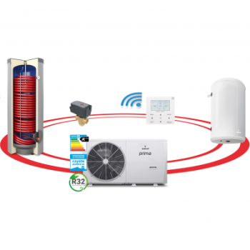 Pakiet: Pompa ciepła PRIMA 8GT + zbiornik TOWER GRAND 200 l + bufor c.o. 40 l + zawór trójdrogowy Galmet SG-000045