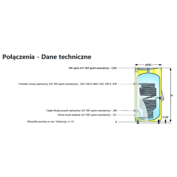 Zbiornik, wymiennik do CWU 192L nierdzewny, 1.8m2 PANASONIC
