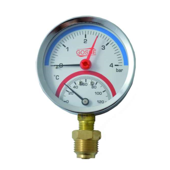 Termomanometr 80 1-4 BAR montaż od dołu 1/2" ( DN15 ) GOSHE