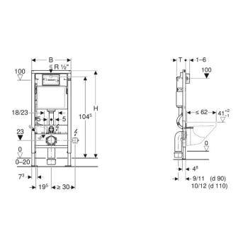 Stelaż Duofix Basic do WC Delta 12 cm, H112, z mocowaniem GEBERIT