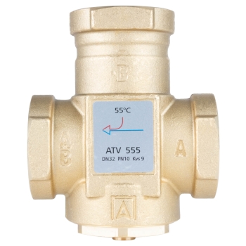Zawór temperaturowy ATV 556, DN32, Rp1 1/4" ( DN32 ) , kvs 9, 60°C AFRISO