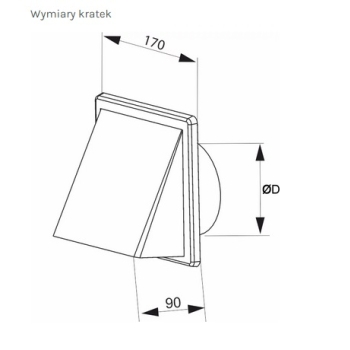 Kratka wentylacyjna z okapem regulowana 170×170 (fi80-150) grafit AIRROXY