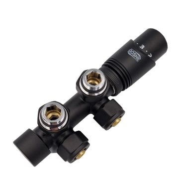 Zestaw termostatyczny 1/2" ( DN15 ) COMBO - kątowy CZARNY MAT GOSHE