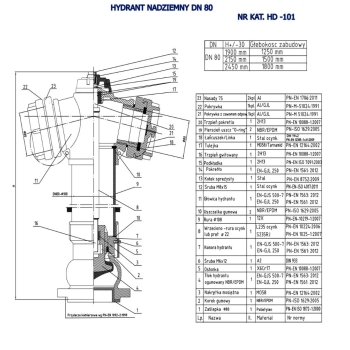 Hydrant nadziemny DN80 L-2150 PN10/16 malowany proszkowo HD-101 WODROL