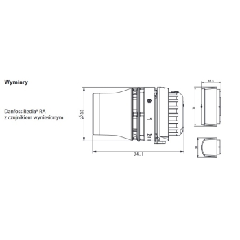 Głowica termostatyczna Redia RA click, czujnik wbudowany, z nastawą zero DANFOSS