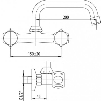 Bateria umywalkowa ścienna CHROM CLASS VALVEX