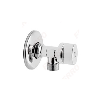 Zawór kulowy kątowy 1/2" x 1/2" z rozetą, uchwyt metalowy Ferro Z1212K