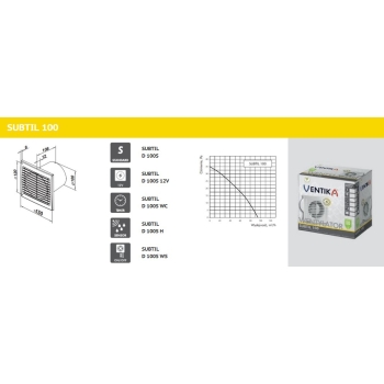 SUBTIL wentylator osiowy fi 100 mm standard, BIAŁY VENTIKA