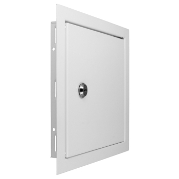 Drzwiczki rewizyjne metalowe 397x397mm (40x40cm) ze stali malowanej proszkowo, zamykane na klucz VENTIKA